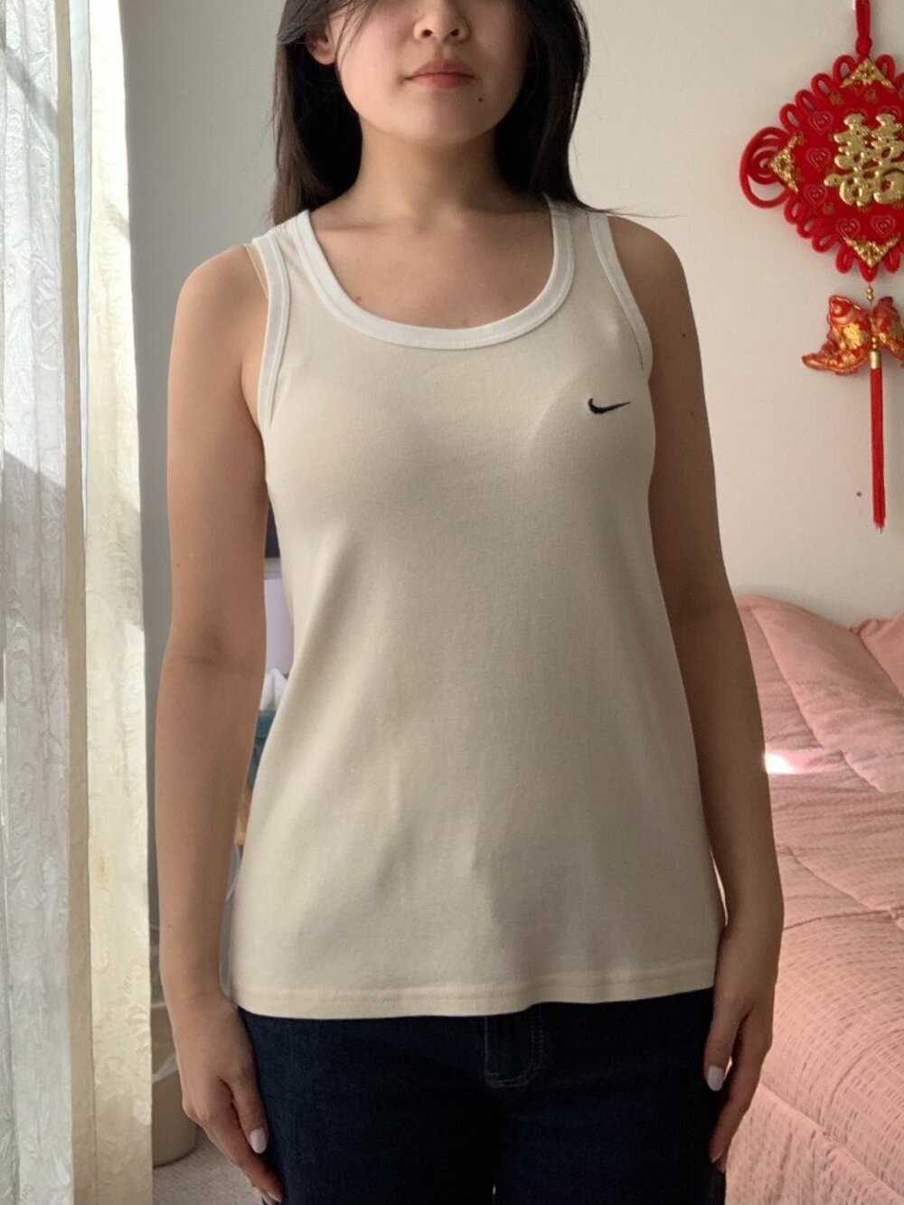 Nike Cream Full-Length Tank Top